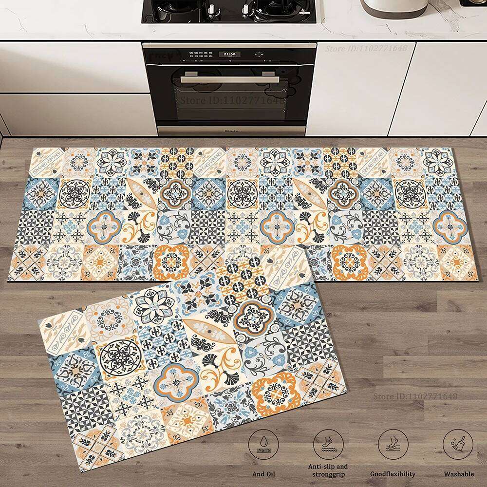 Retro Kitchen Non-Slip Mat Absorbent Bathroom Entrance Living Room Doormat Rug Heavy Duty Free-Shipping Quality Carpet Long Rugs H260226