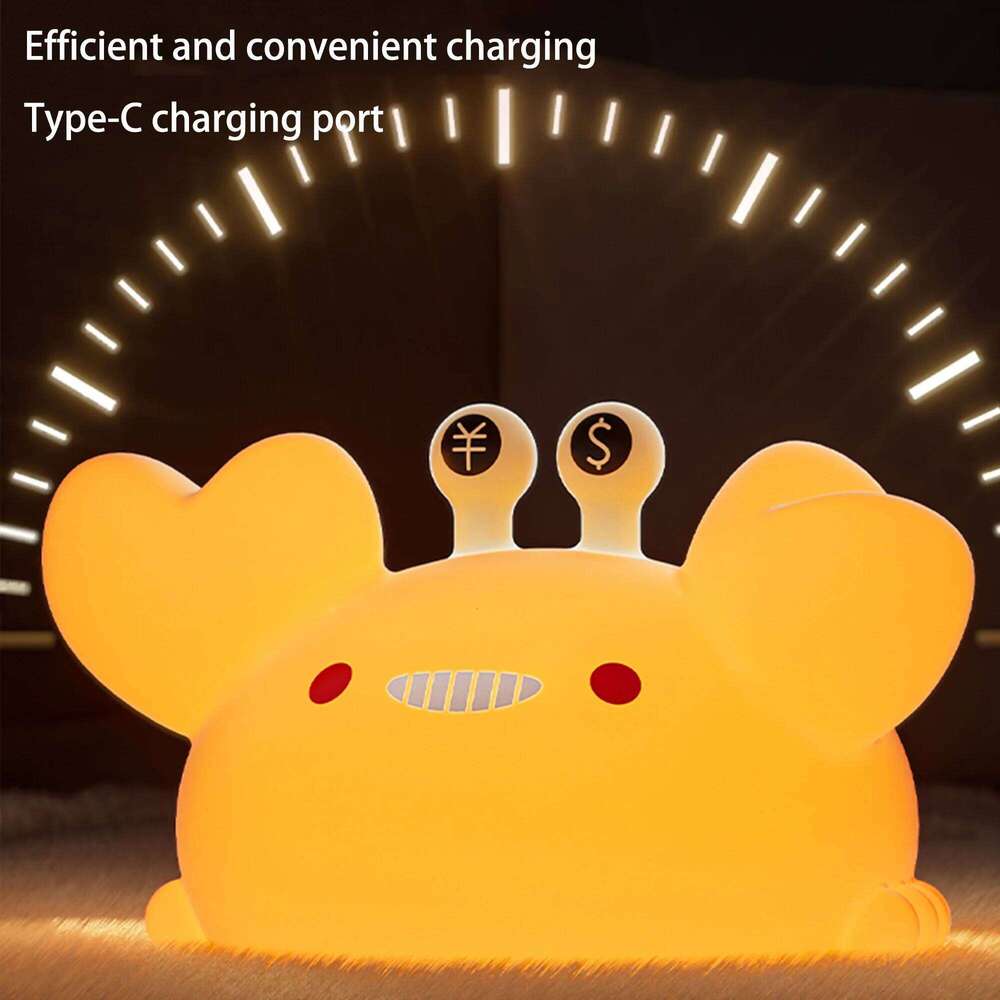 Adorable Crab Shaped Night Light Soft Silicone Touch Lamp with Eye Care Bedside Perfect Room Decor Gifts for Holidays Z260227