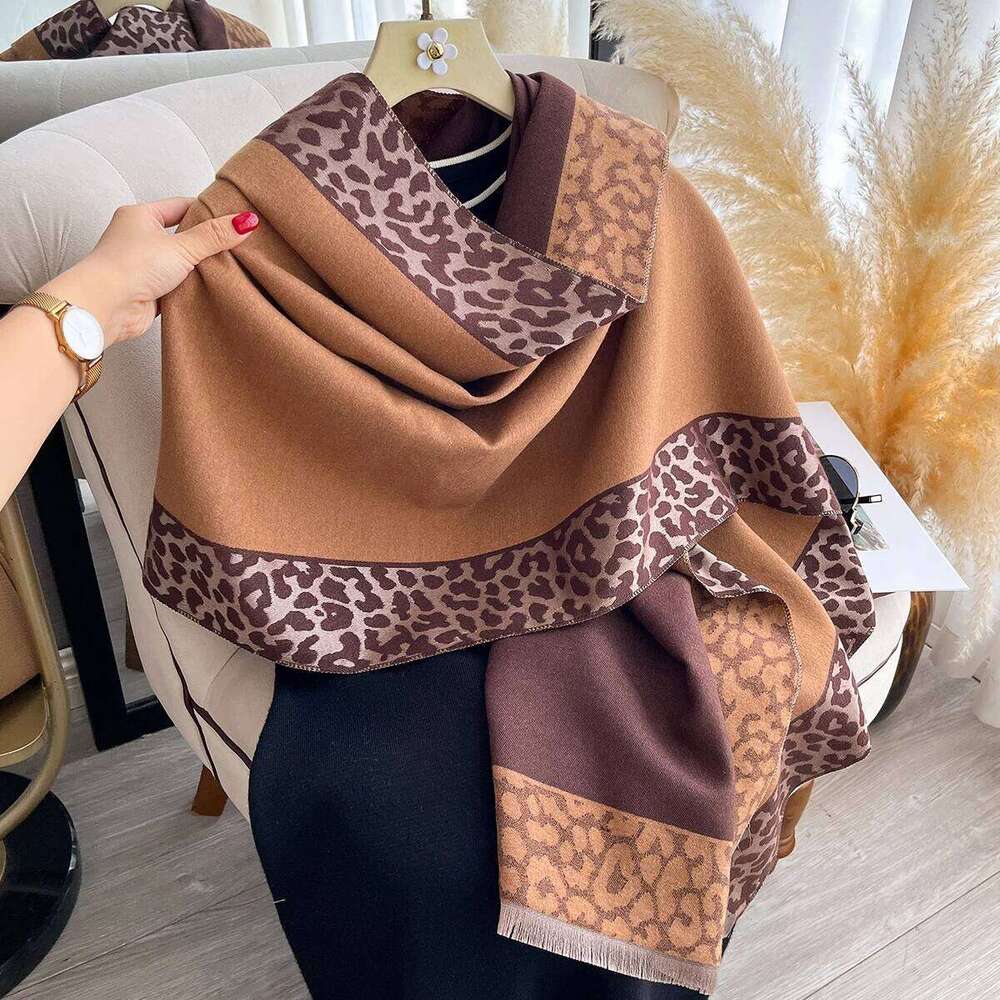 New Luxury Cashmere Plaid Leopard Scarf Winter Women Pashmina Shawls Warm Blanket Wraps Female Thick Bufanda Scarves Z260226