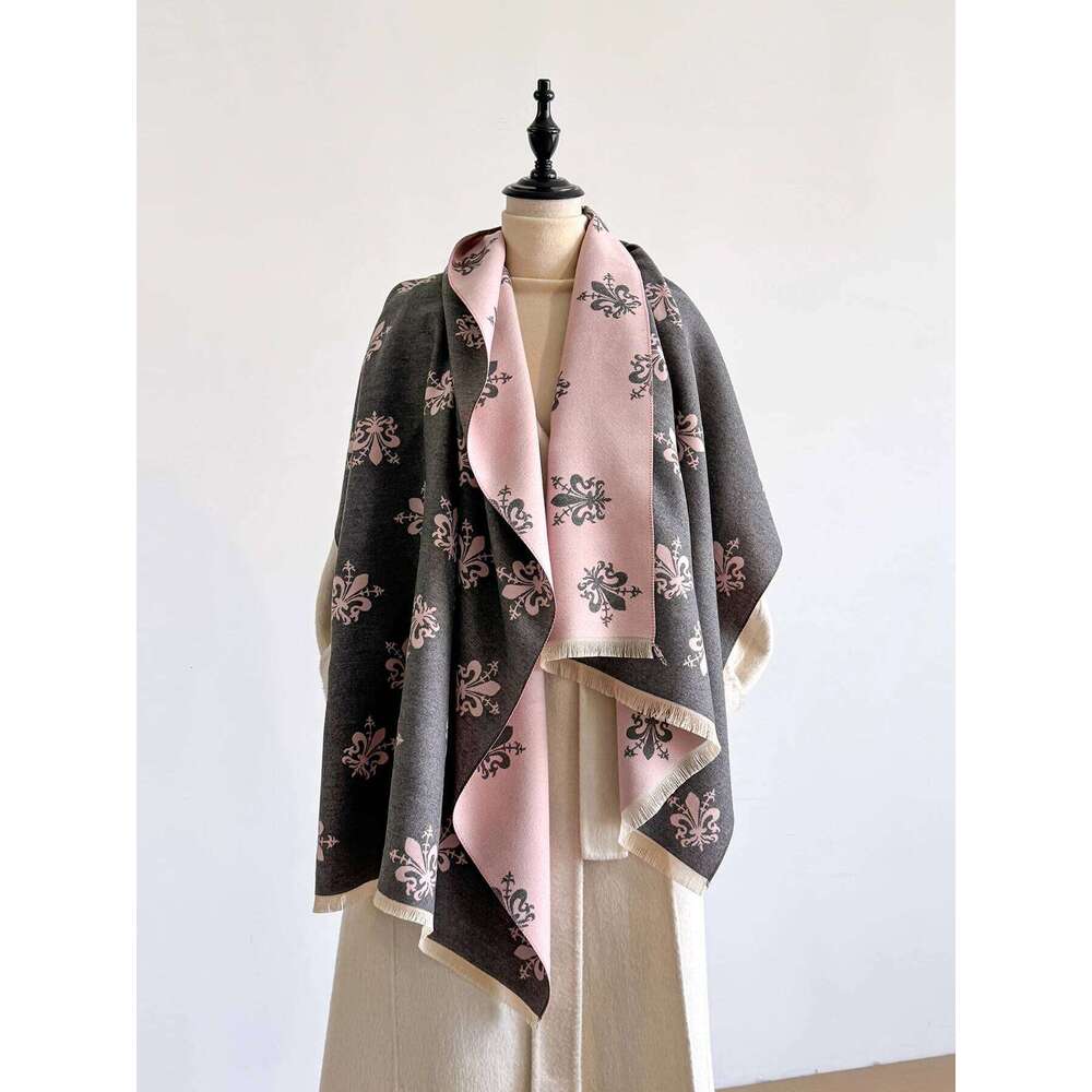 New Winter Elegance Women's Pattern Scarf - Thick Faux Pashmina Two-Sided Shawls, Cozy Warm Foulard & Female Blanket Wraps Z260226