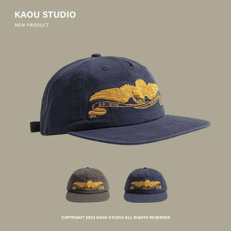 Flat-brimmed baseball men's embroidery retro soft-top street cap women Z260226