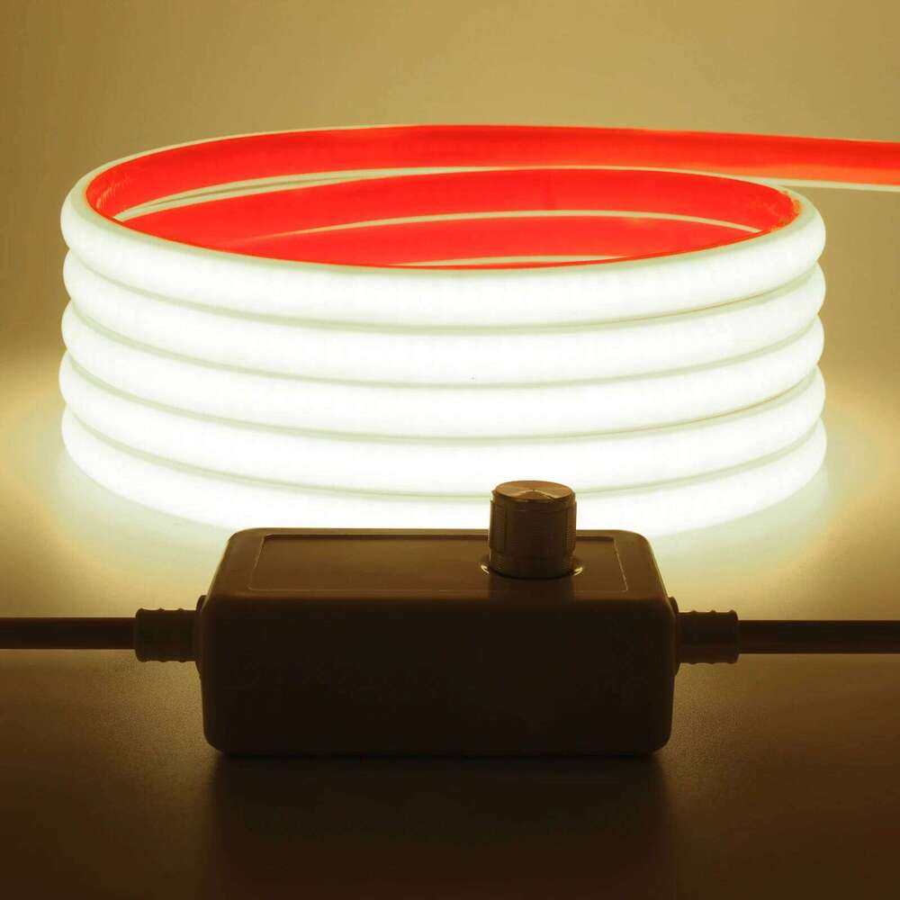 Dimmerable COB Neon Strip AC 220V EU UK Plug 3000K 4000K 6000K Waterproof Self Adhesive Home Decor Flexible Ribbon Chain Light Z260226