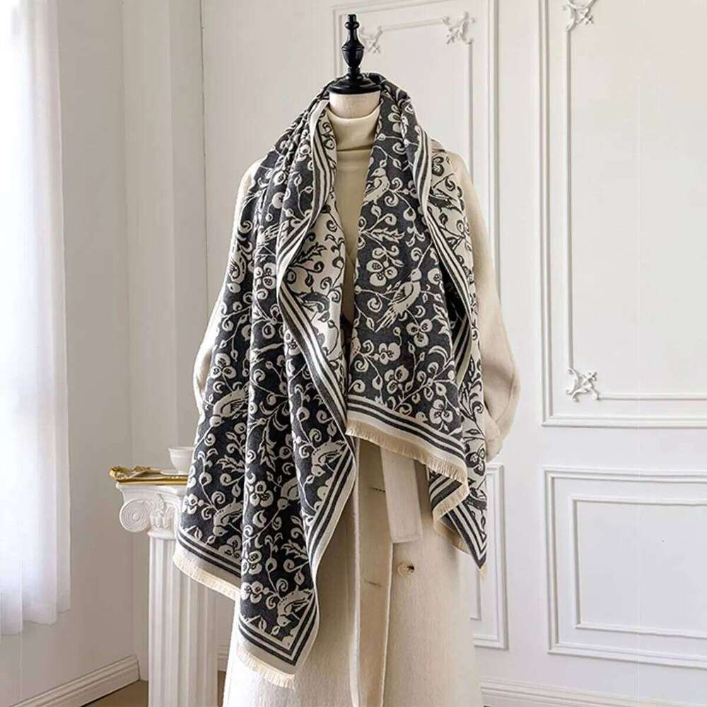 New Brand Elegance Two-Sided Jacquard Scarf pashmina Cashmere Soft Warm Fringe Pashmina Shawl Winter Coldproof Windproof Blanket Z260226