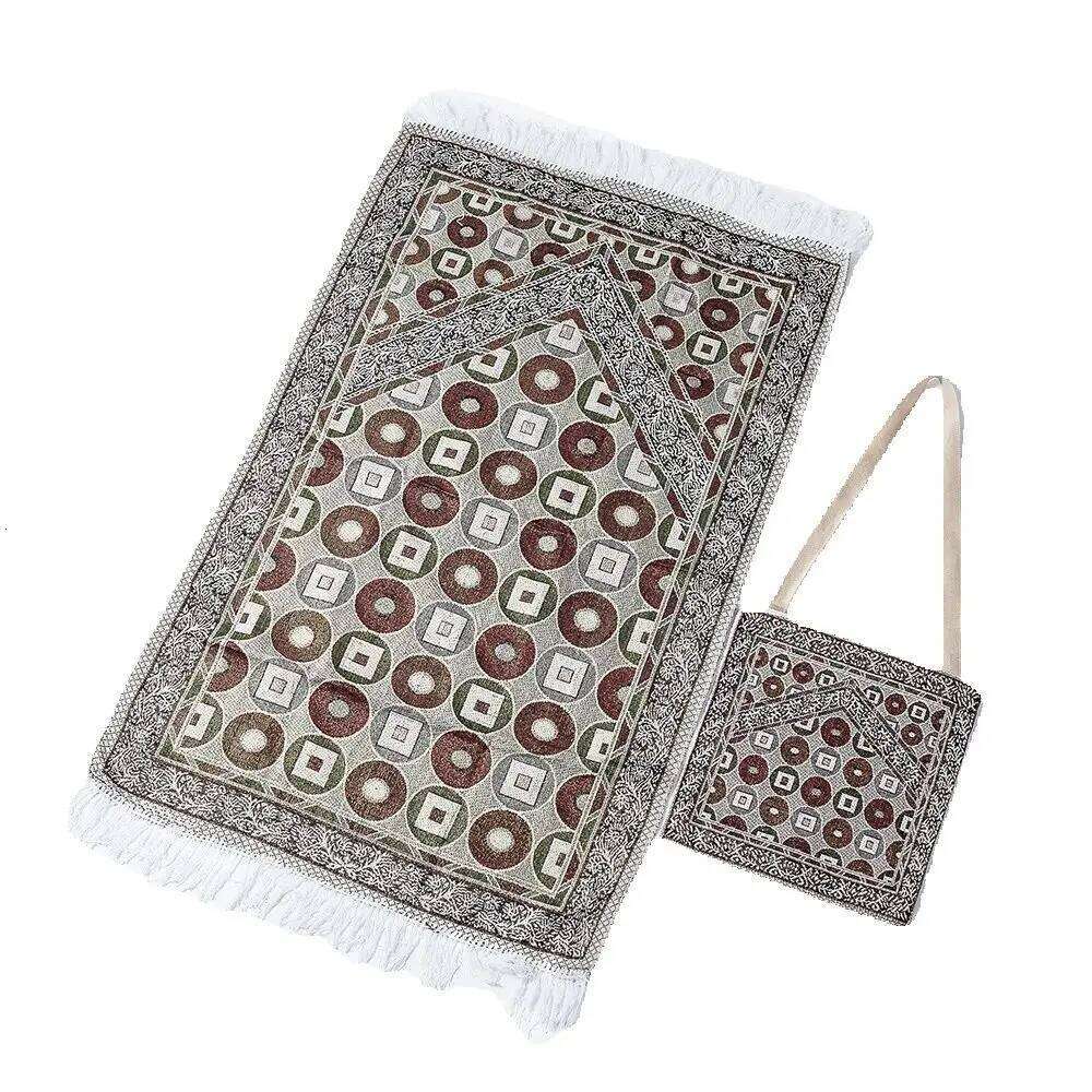 Prayer Rug Prayer-Rug with Elegant Design Bags Soft Carpet Ramadan Islamic Muslim Gift for Family Friends H260226