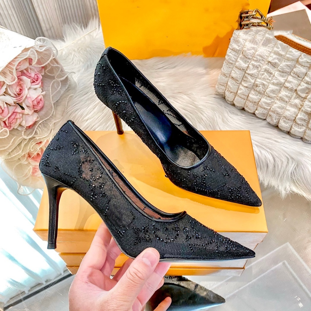 2026ss Luxury Rhinestone Heels Women Pointed Toe Stiletto Pumps Wedding Bridal Dress Shoes Summer High Heel Sandals for women