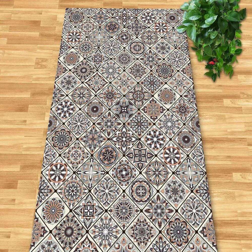 Multi Style Runner Rug Vintage Geometric Floral Marble Pattern Non Slip Washable Carpet for Hallway Kitchen Corridor Home Decor H260227 - view 3