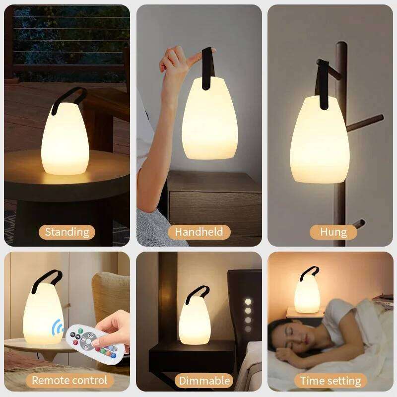 LED remote control charging night portable sleep circular household atmosphere bedside outdoor camping light Z260227