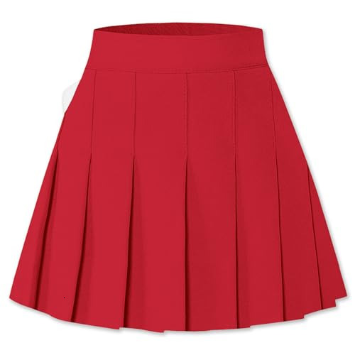 Women Pleated Skirt Plus Size Uniform Casual Skater Tennis Skorts for Girls with Elastic Waist and Pockets