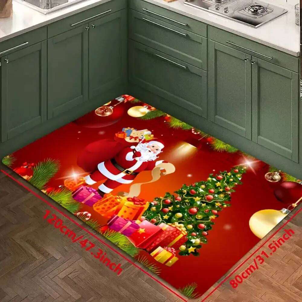 VIKAMA Kitchen Decorative Floor Mat Living Room Bedroom Bathroom Balcony Easy Care Doormat Christmas Decorations H260226