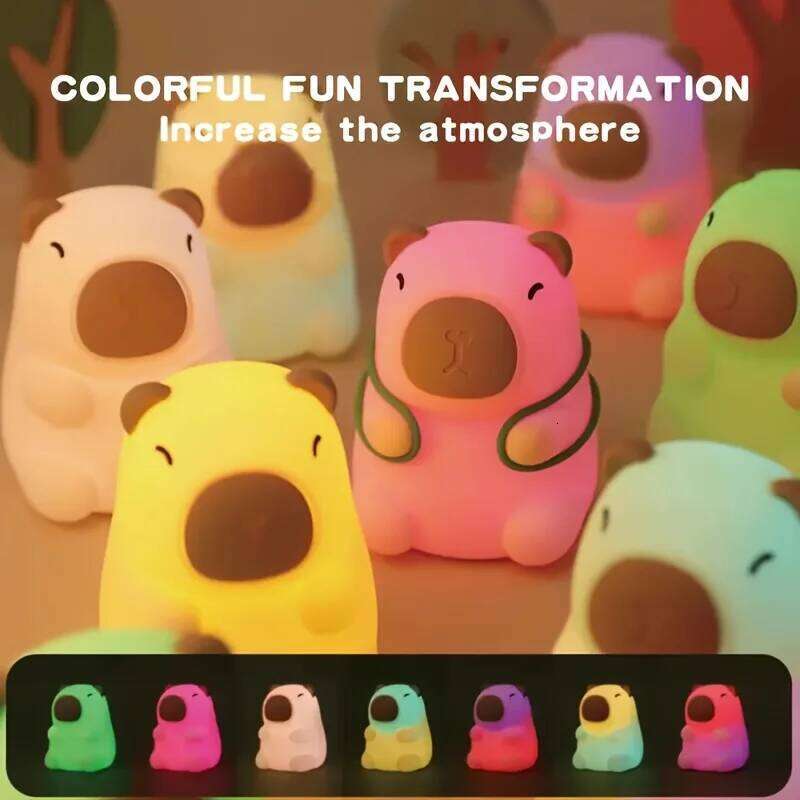 Capybara Night with Turtle Backpack Rechargeable, Timer Function Home Decor Ambient Light Birthday & Christmas Gift Z260227