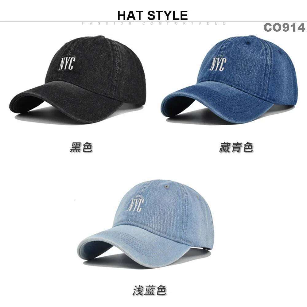 Washed NYC Embroidery Make Old Style Denim Fabric Baseball Hats For Women Man Hat Lady Casual Men Embroidered Sun Caps 54-60CM Z260226