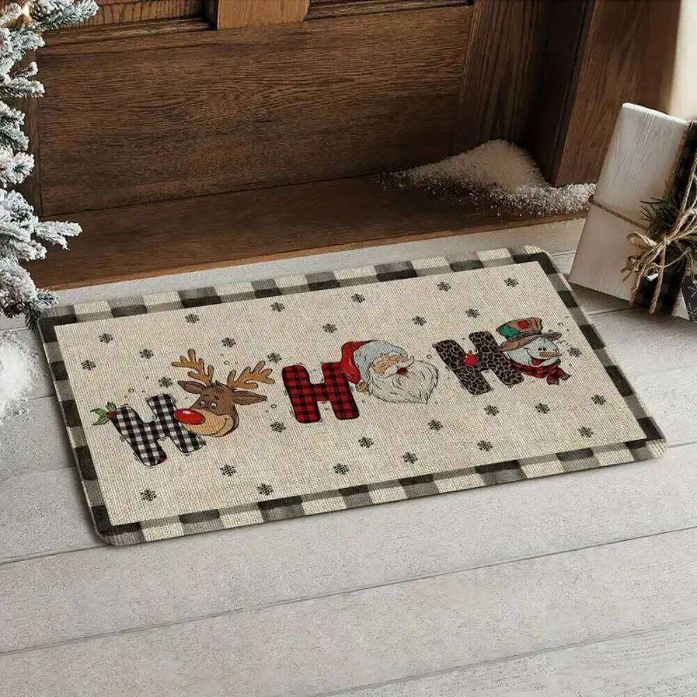 VIKAMA Christmas Happy Welcome Santa Claus Reindeer Kitchen Carpet Entrance Floor Mat Holiday Home Decoration H260226