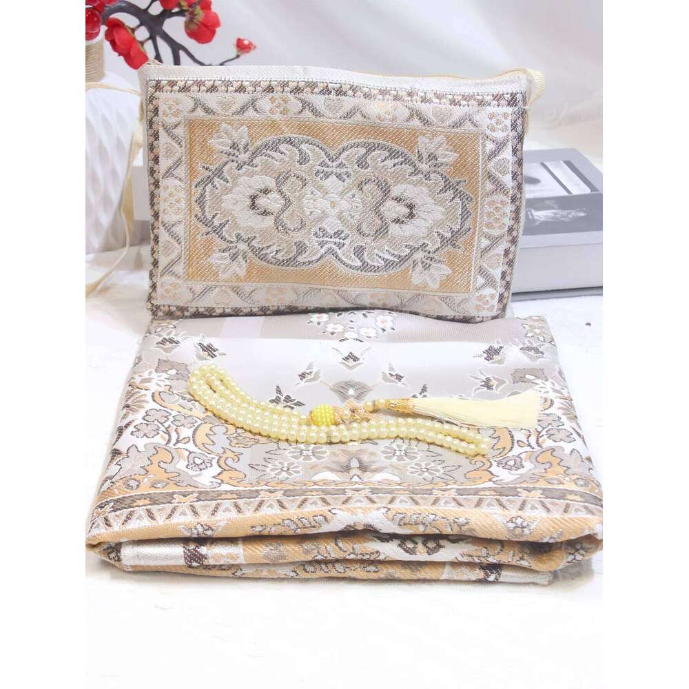 Rug With Prayer Beads and Portable Bag Muslim Gift Islamic Soft Mat Gifts Set Turkish Carpet For Ramadan Eid Hajj H260227 - view 5