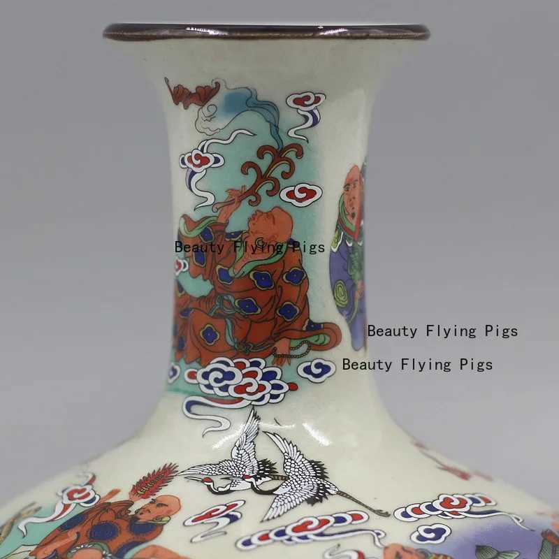 Eighteen Arhats Vase Chinese Ge Kiln Crackle Ceramic Decor for Home & Flower ArrangementT260227