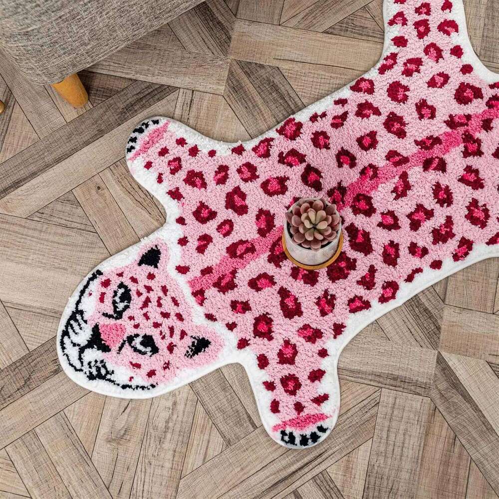 VIKAMA Cartoon Leopard Pattern Striped Animal Print Floor Mat, Soft And Absorbent, For Bathroom, Living Room Carpet Home Decor H260226