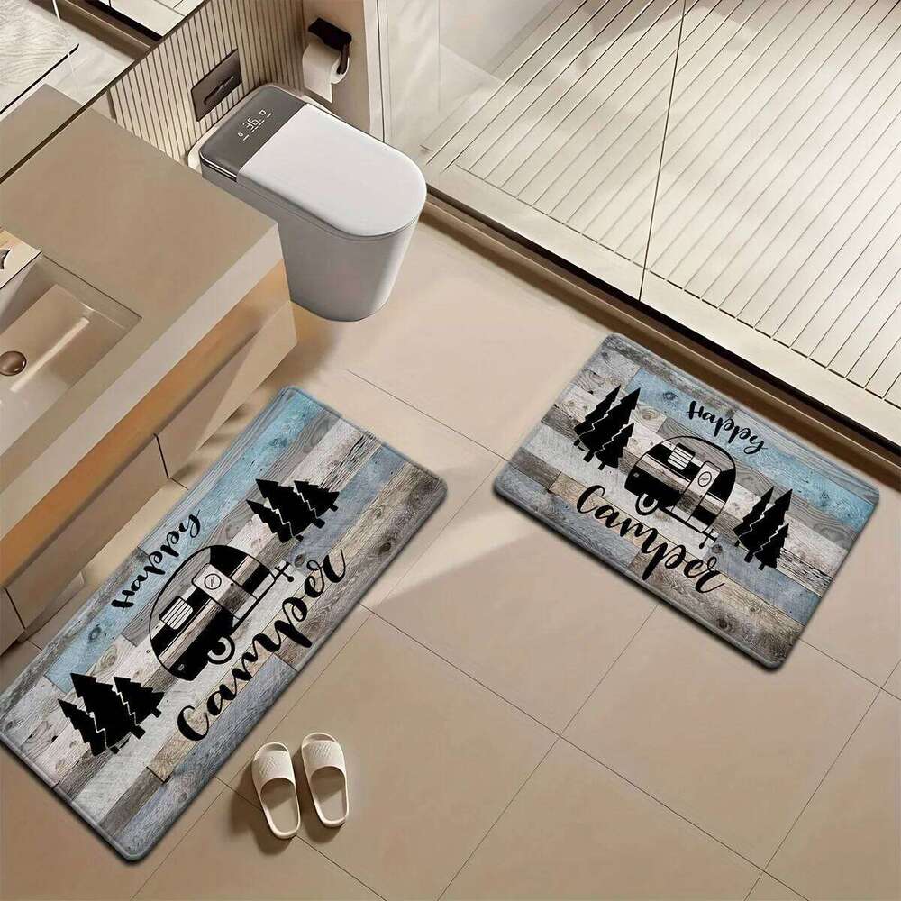 1/2pc VIKAMA Wood-Grain Imitation Wood Camping Car Pattern Rug, Kitchen, Bathroom, Entrance Carpet Of The Foyer, Anti-Slip, Soft H260226