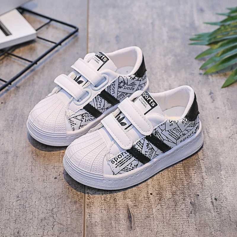 Kids Sneakers Shell Toe Graphic Print Dual Velcro Non-slip Breathable Casual Outdoor Shoes for Boys Girls ToddlersT260227