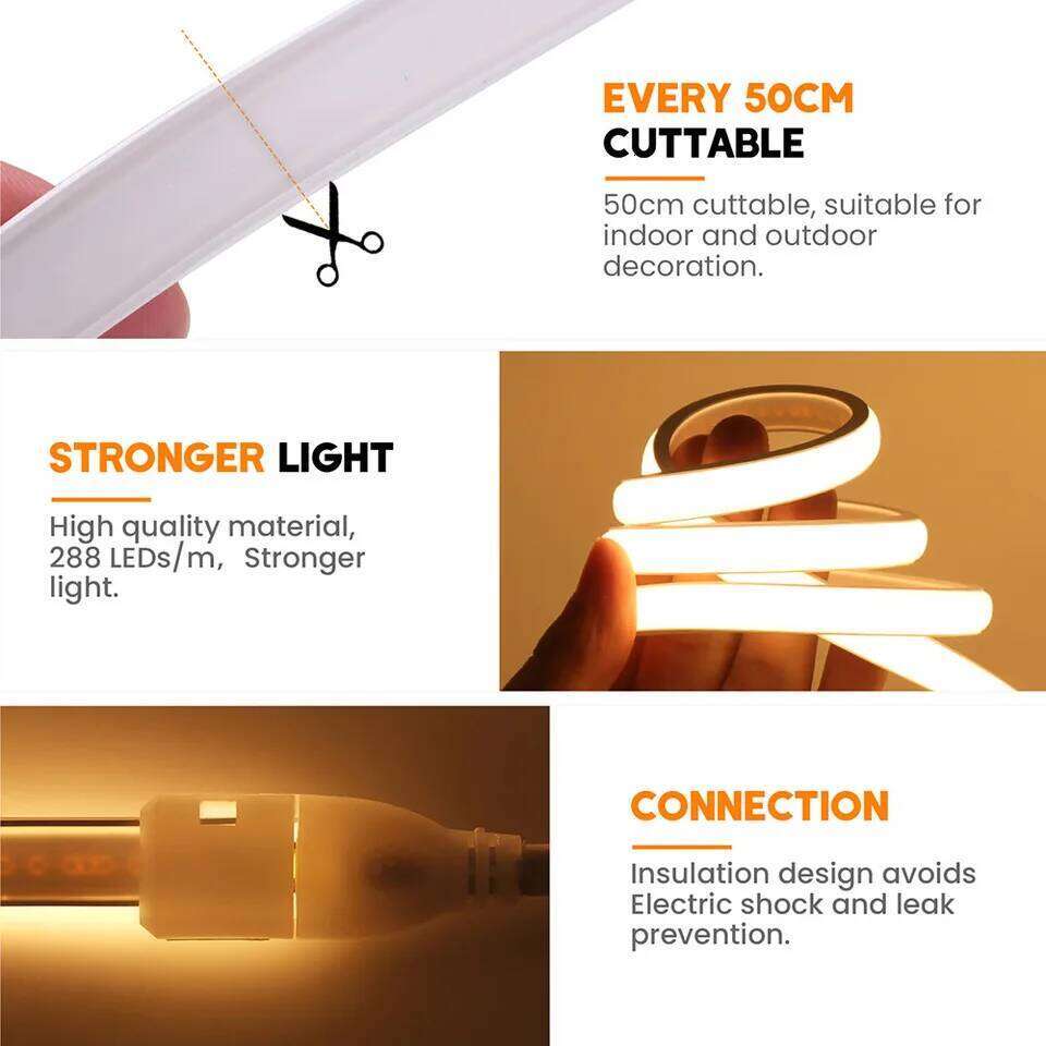 Dimmable COB LED Neon Strip Light 220V Dimmer Switch Power Kit High Density 288 LEDs Linear Lighting IP68 Waterproof Flex Ribbon Z260226