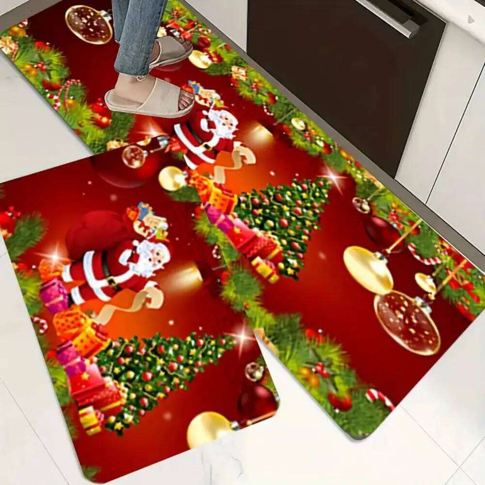 VIKAMA Kitchen Decorative Floor Mat Living Room Bedroom Bathroom Balcony Easy Care Doormat Christmas Decorations H260226