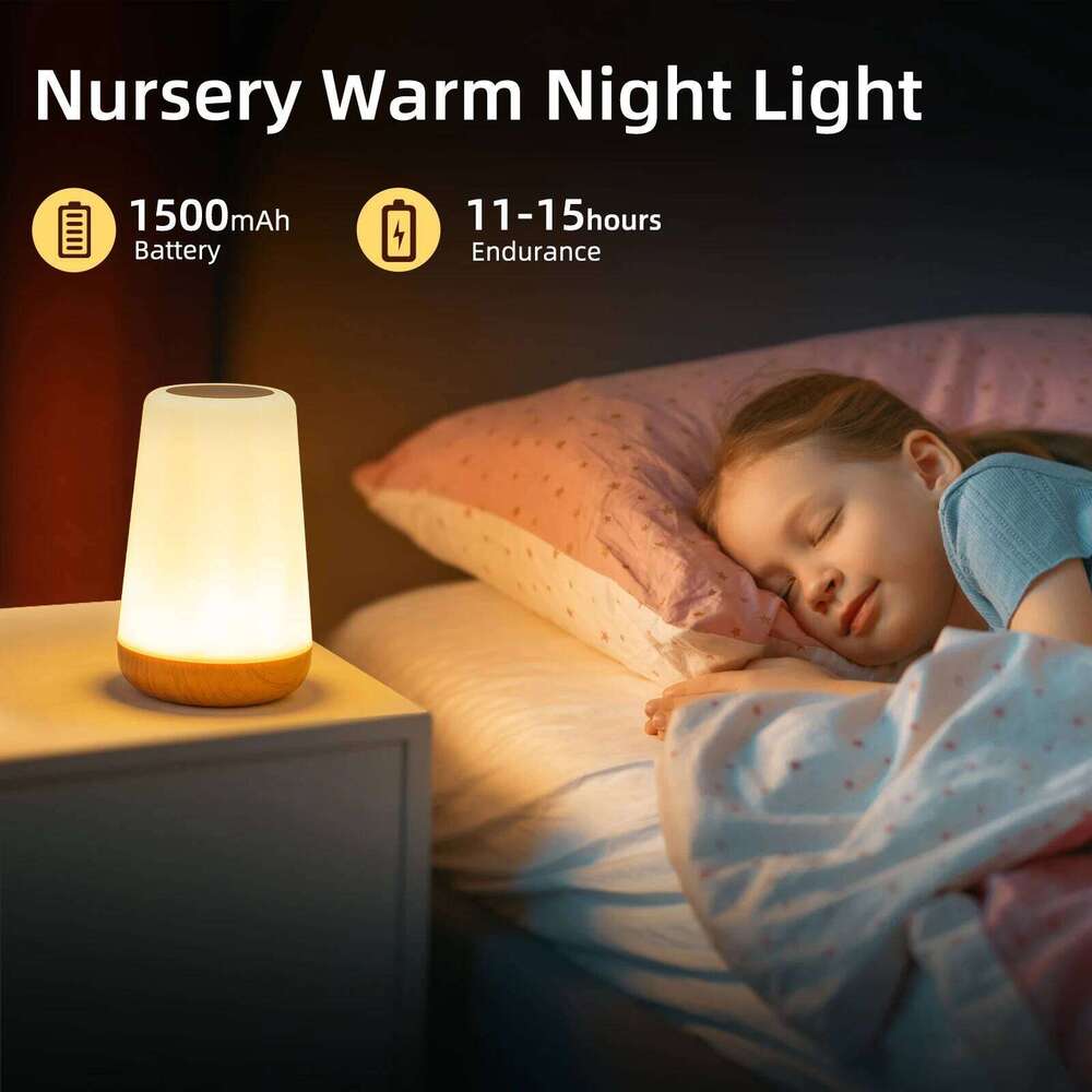 1500mAh New Wood Touch Remote Control Colorful Atmosphere Lamp Bedside LED Desktop Outdoor Hangable Camping Night Light Z260227