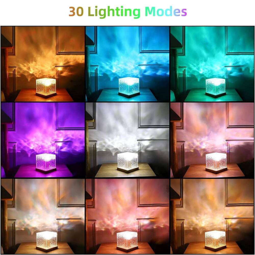 Northern Lights Ocean Projector 16 Colors Gradual Rotating Flame Water Lamp Wave LED Night Light with Remote Control Z260227