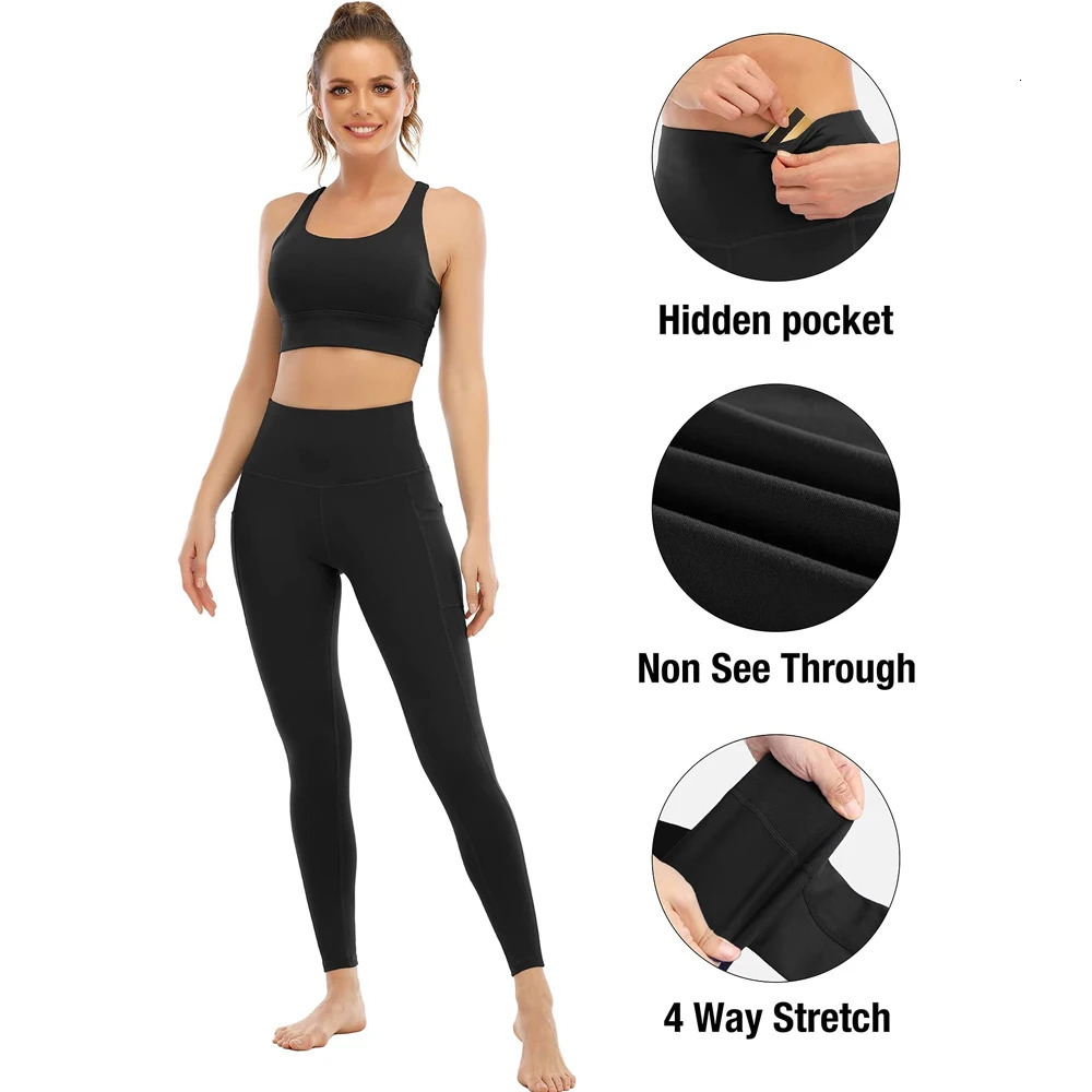 High Waisted Workout Leggings with Pockets for Women Gym Clothing Yoga Pants Running and Cycling Soft Summer 1Pc 260206