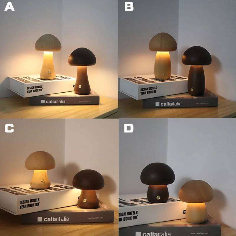 Cute Wooden Mushroom Night Light--VIP Z260227