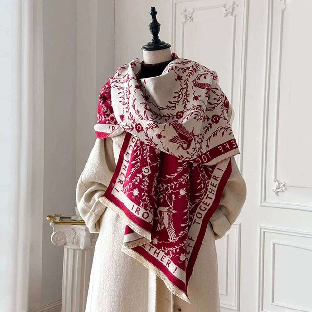 New Women Fashion Brand lotus Scarf Luxury Autumn Winter Warm Double-sided Shawls Jacquard Scarve Pashmina Mujer Foulard Bufanda Z260226