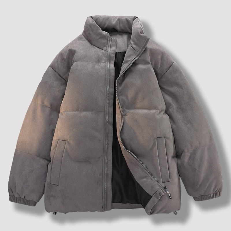 Men's Winter Stand Collar Suede Padded Jacket, Youth Thickened Warm Daily Cotton Coat, Bestseller
