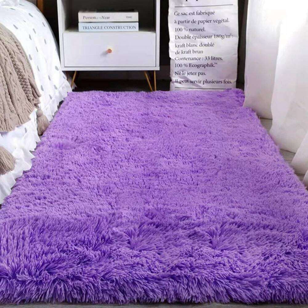 VIKAMA Purple silk tie dye living room bedroom bedside carpet, bay window mat, household long hair carpet H260226