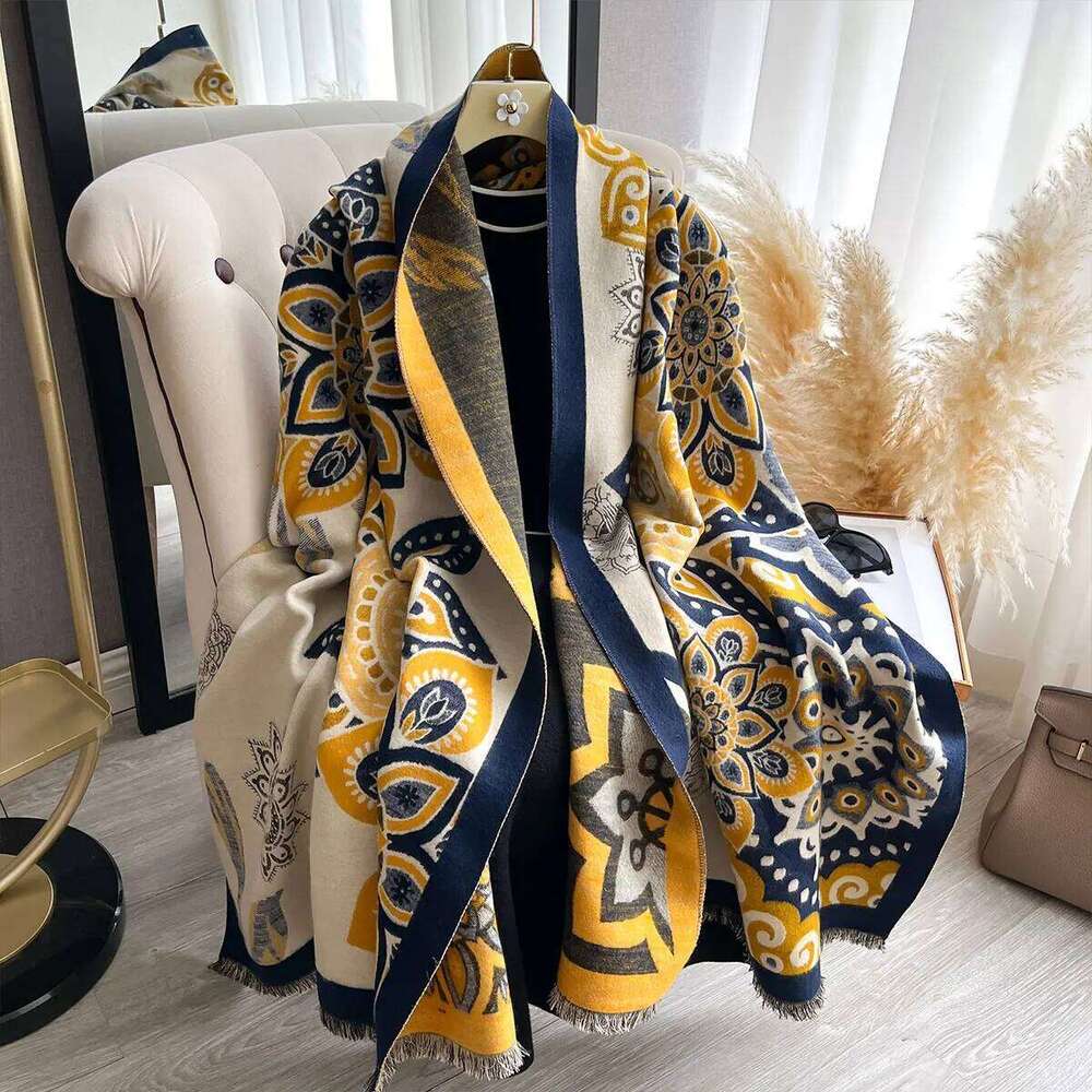 New Women Double Sided Paisley PrintImitation Cashmere Soft Warm Pashmina Shawl Autumn Winter Coldproof Windproof Blanket Scarf Z260226