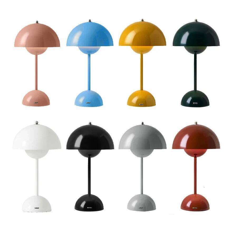 Rechargeable Alloy with ABS Table Lamp 3 Speed Adjustment Indoor Lighting Fixture Flower Bud Desk Lamps Home Decor Night Light Z260227