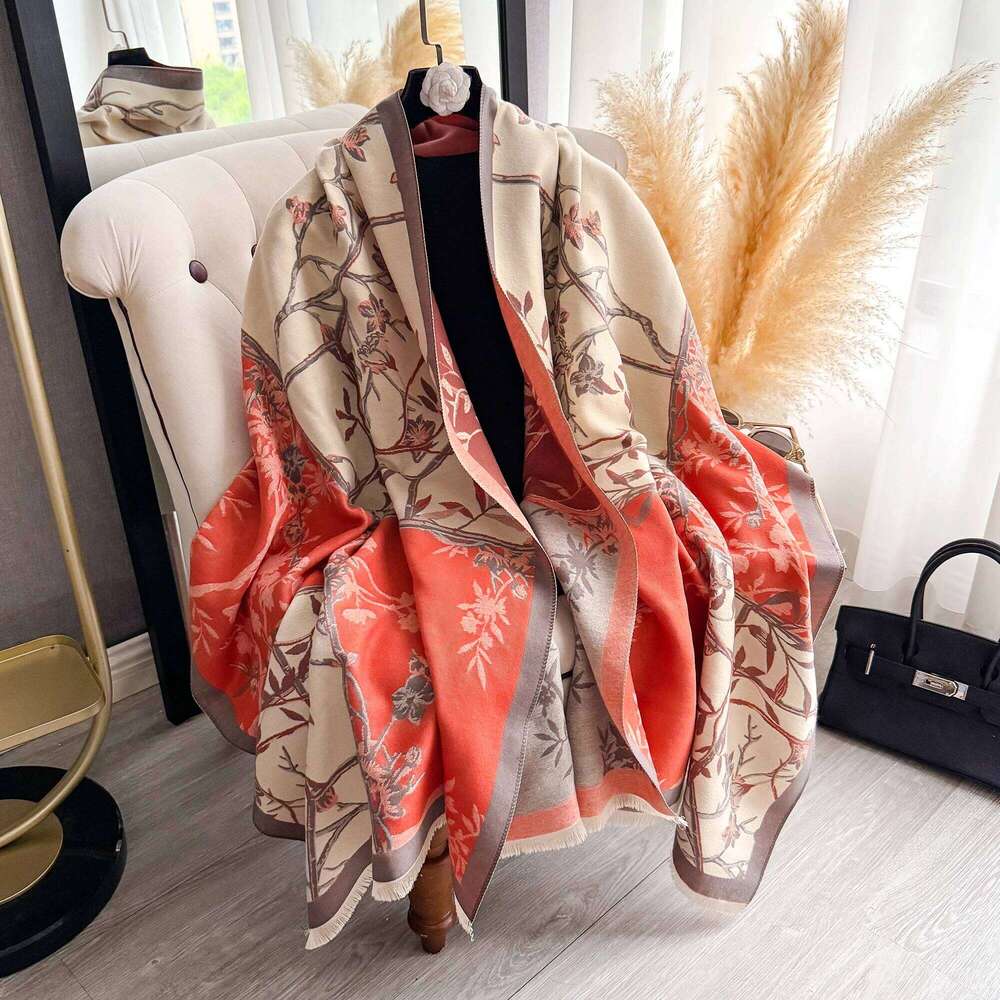 Autumn Winter Faux Cashmere Scarf for Women - Warm Neck-Care Shawl Wrap, New Jacquard Design, Convertible to Blanket Z260226