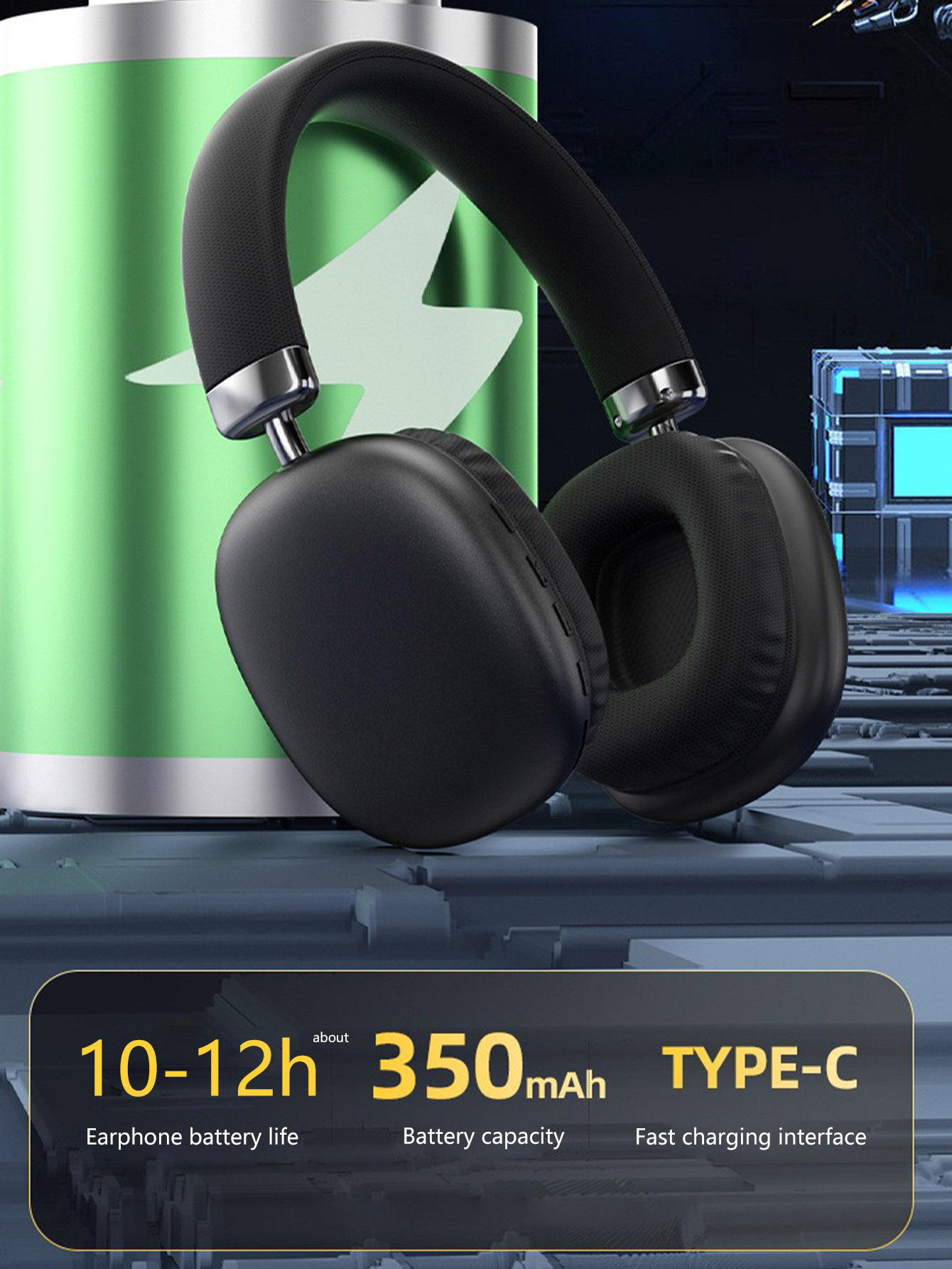 Wireless Bluetooth Headphones with Mic,Long battery life and low latency,Lightweight Headset with Deep Bass,Over Ear Headphones for Travel Home Office