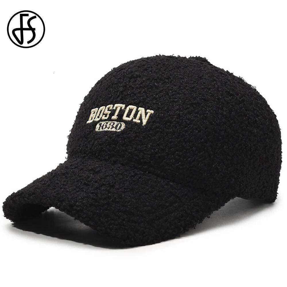 FS Warm Winter Baseball Cap For Men Black Beige Letter Women Lambswool Hats Thick Street Windproof Trucker Hat Bone Masculino Z260226