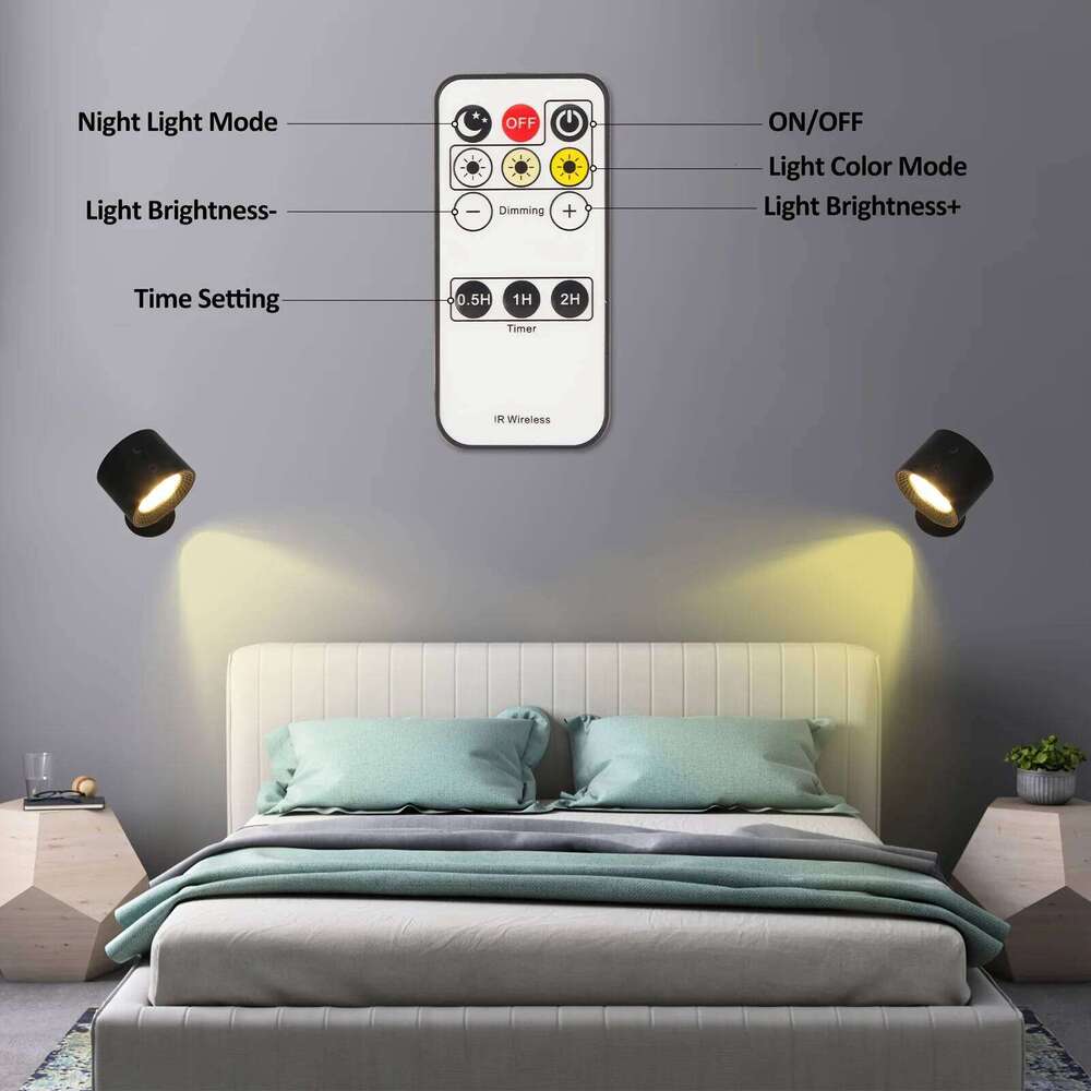 1pc Rechargeable Light Indoor, Brightness Levels 3 Color Modes Bedside Lamp, 360 Rotatable Touch Control Wall Lamps, Wal Z260227