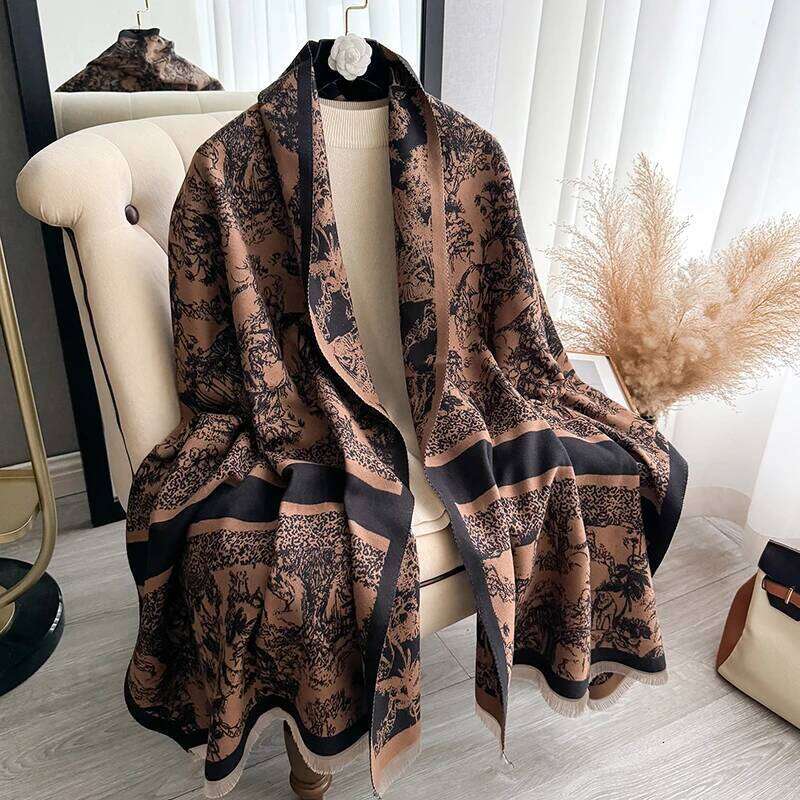 2025 NEW Brand Women Two-Sided Print Imitation Cashmere Soft Warm Pashmina Shawl Winter Coldproof Windproof Blanket Scarf Z260226