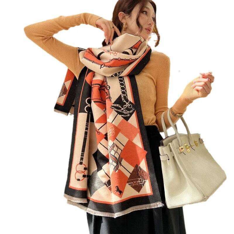 185*65cm Winter Women's Luxury Design Double sided Cashmere Feel Warm Red Scarf Shawl Z260226
