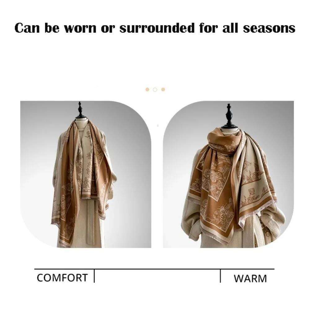Cozy Retro Faux Cashmere Thick Warm Women Wraps Luxury Scarf Winter Season Z260226