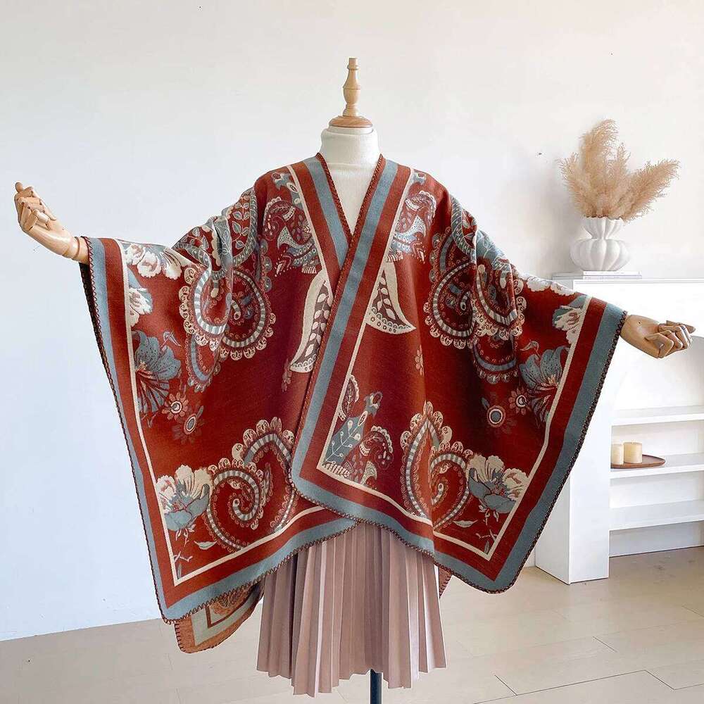 Elegant Jacquard Design Scarf Style Cloak Oversized Shawl - New Imitation Cashmere Soft Warm, Autumn Winter Coldproof Windproof Z260226