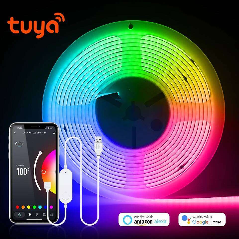Tuya Wifi RGB /White/Warm White COB LED Strip Light Silica Gel Tube Tape Linear Dimmable Lighting work with Alexa Google Home Z260226