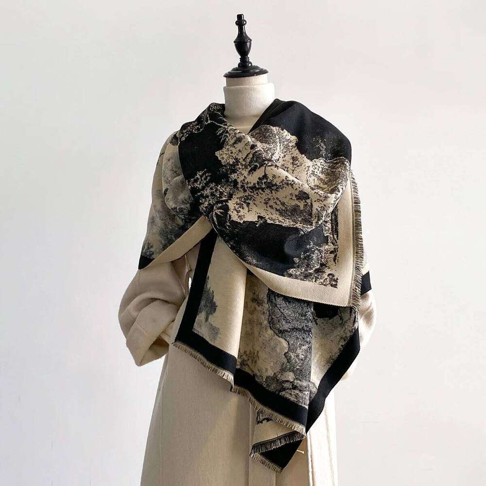 Luxury Ultra Soft Imitation Cashmere Thickened Women's Scarf Winter Jacquard Wrap Shawl Stylish Patterns Z260226