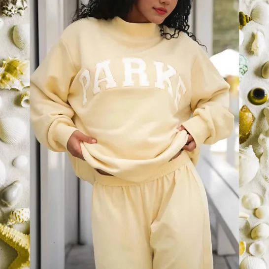 2026Grey Printed Sweatshirt women Soft Fleece long sleeve sweatshirt female autumn winter high neck loose womens hoodie clothes 260227