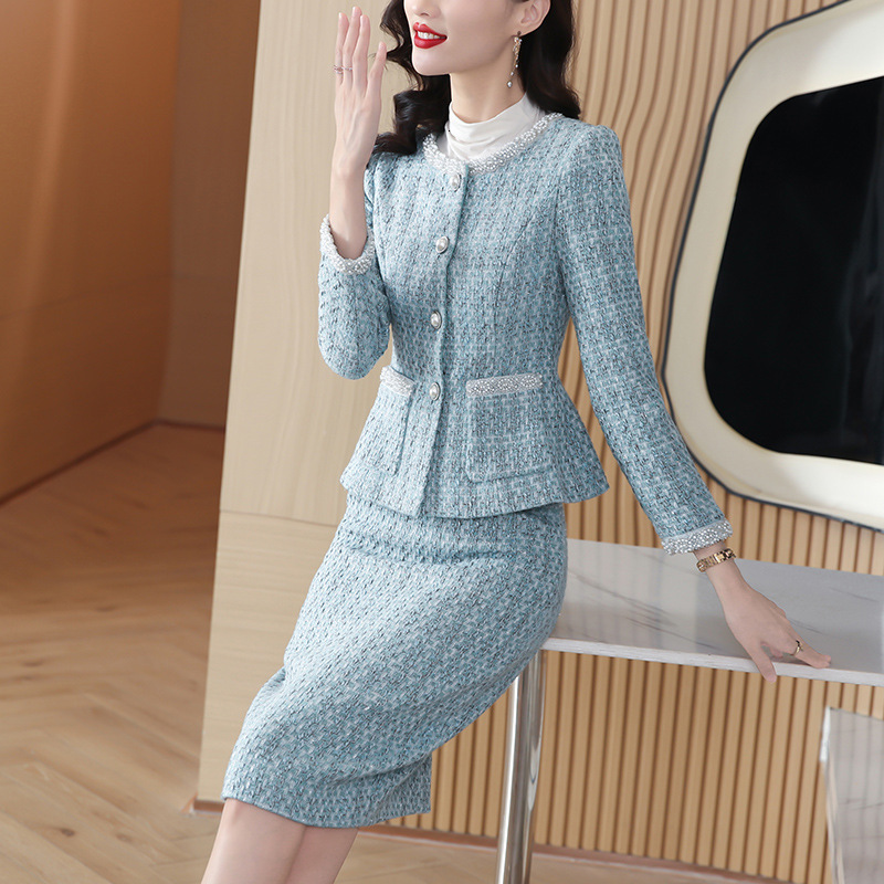 Autumn Small Fragrance Women Suits With Skirt Sets Fashion Tweed Set Woman 2 Pieces Suit Slim Coats And Mini Skirts Female 240109CJ