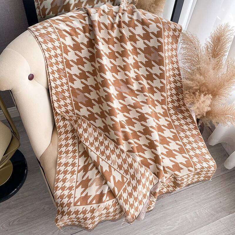 New Houndstooth Design Winter Warm Cashmere Jacquard Scarves High Quality Women Thicken Wrap Shawl Ladies Wool Pashmina Scarf Z260226