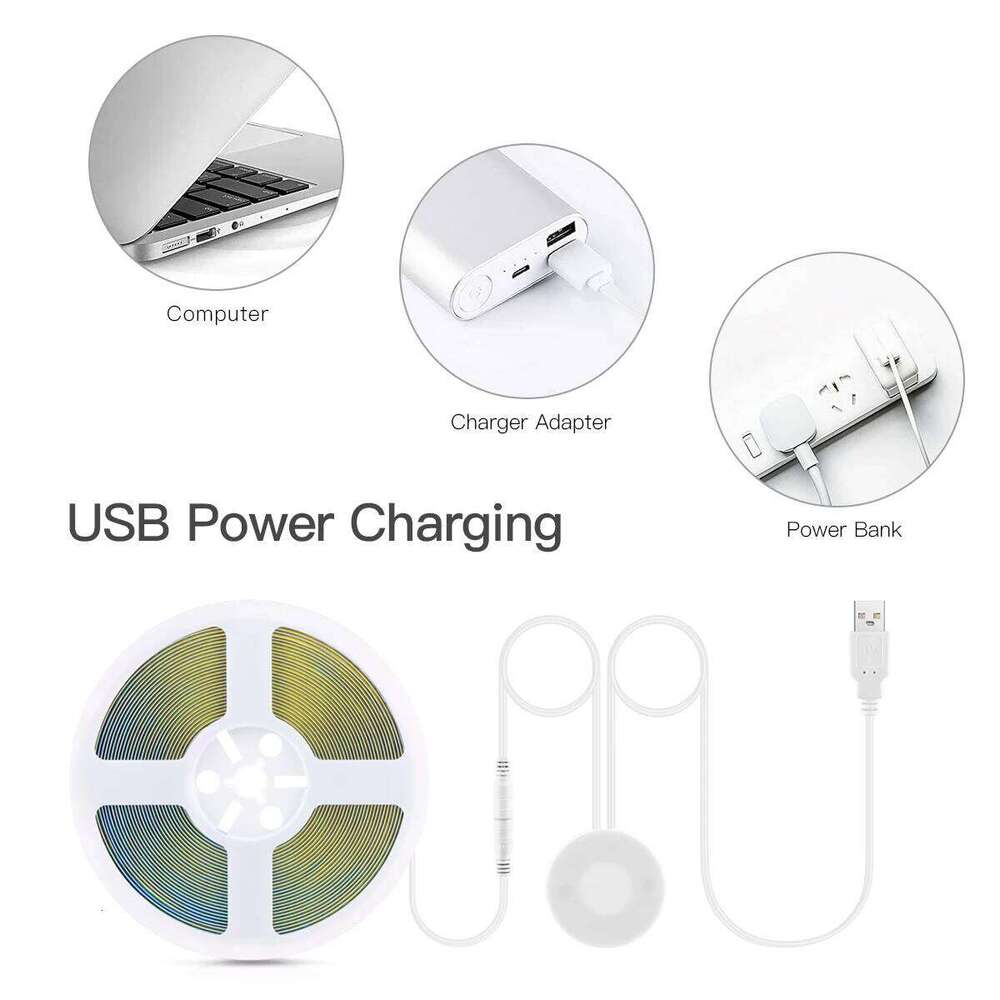 Super Bright USB COB LED Strip Light 320leds/m DC 5V with Hand Scan Dimmable Touch Sensor Switch 1m 2m 3m 4m 5m led licht Z260226