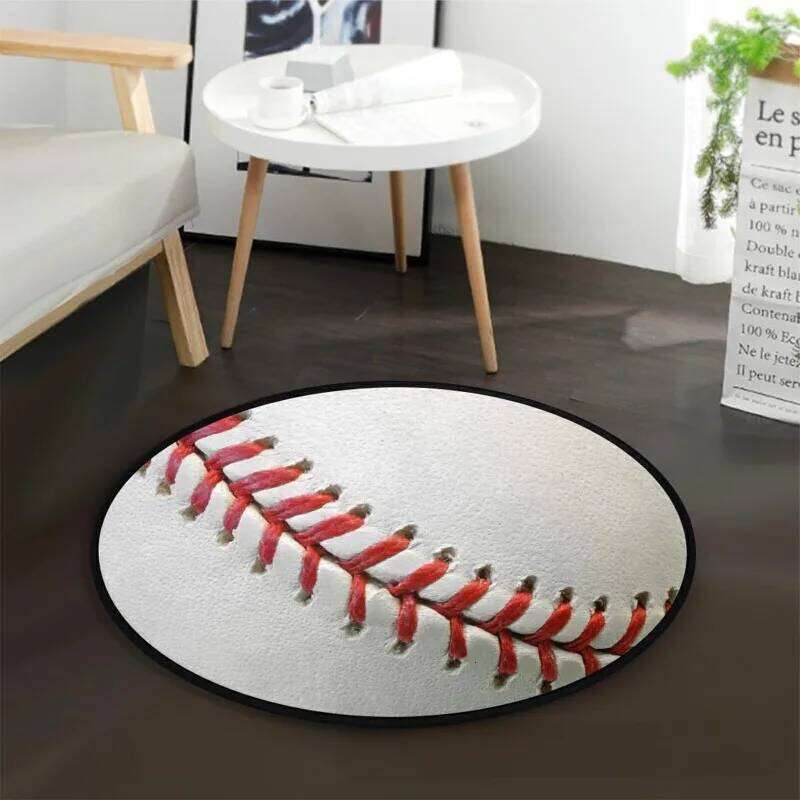 Sports Ball Realistic Basketball Baseball Soccer Round Mat Non-slip Carpet Rug for Living Game Room Home Decoration Bedroom Rugs H260226