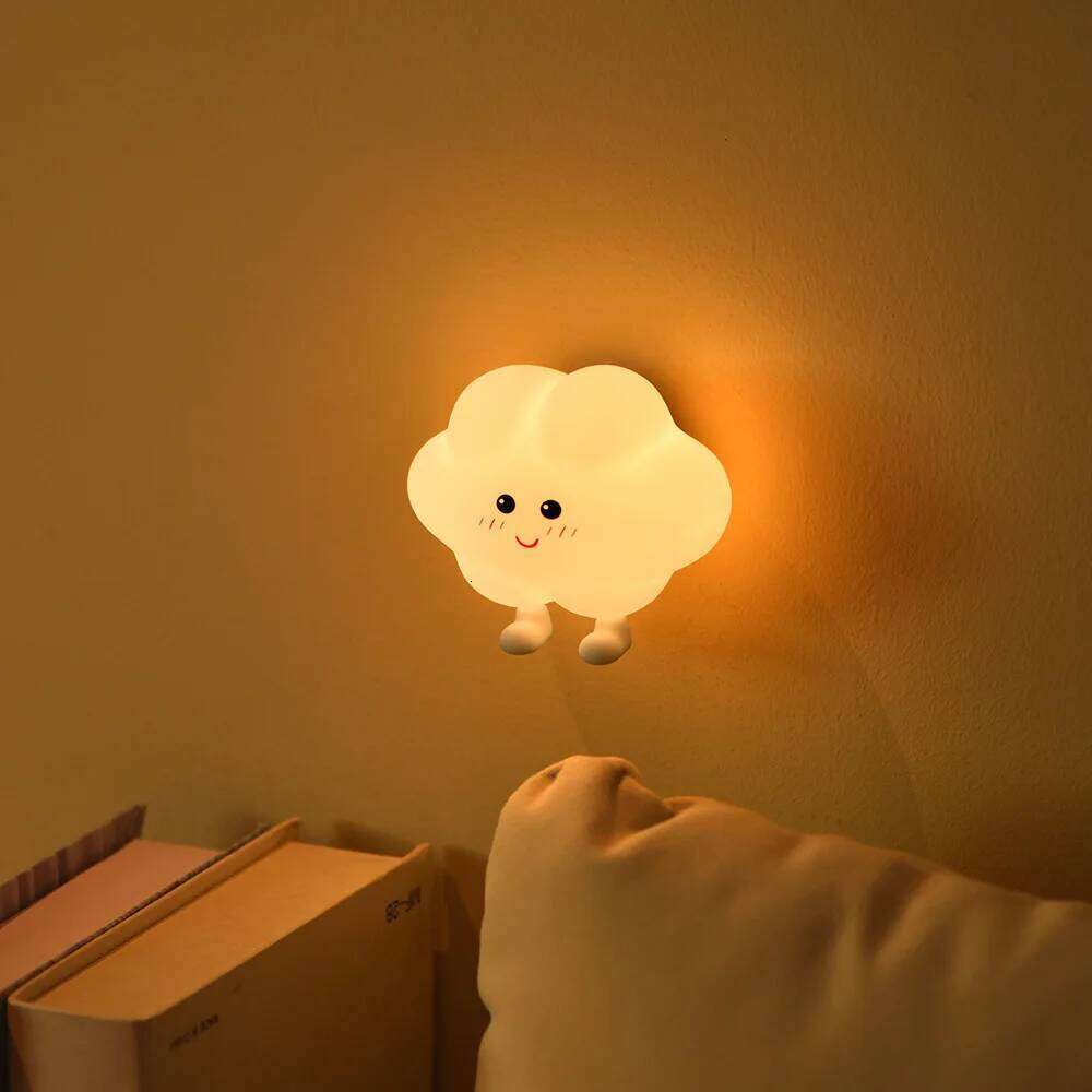 Mini LED USB rechargeable cartoon stars moon silicone night touch soft light wall lamp children's gift Z260227