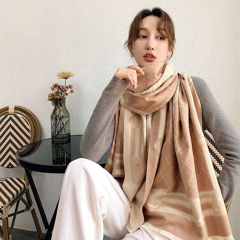 Luxury Winter Warm Scarf Women Cashmere Shawl Wraps Tower Print Thick Pashmina Blanket Female Scarves Stole Z260226