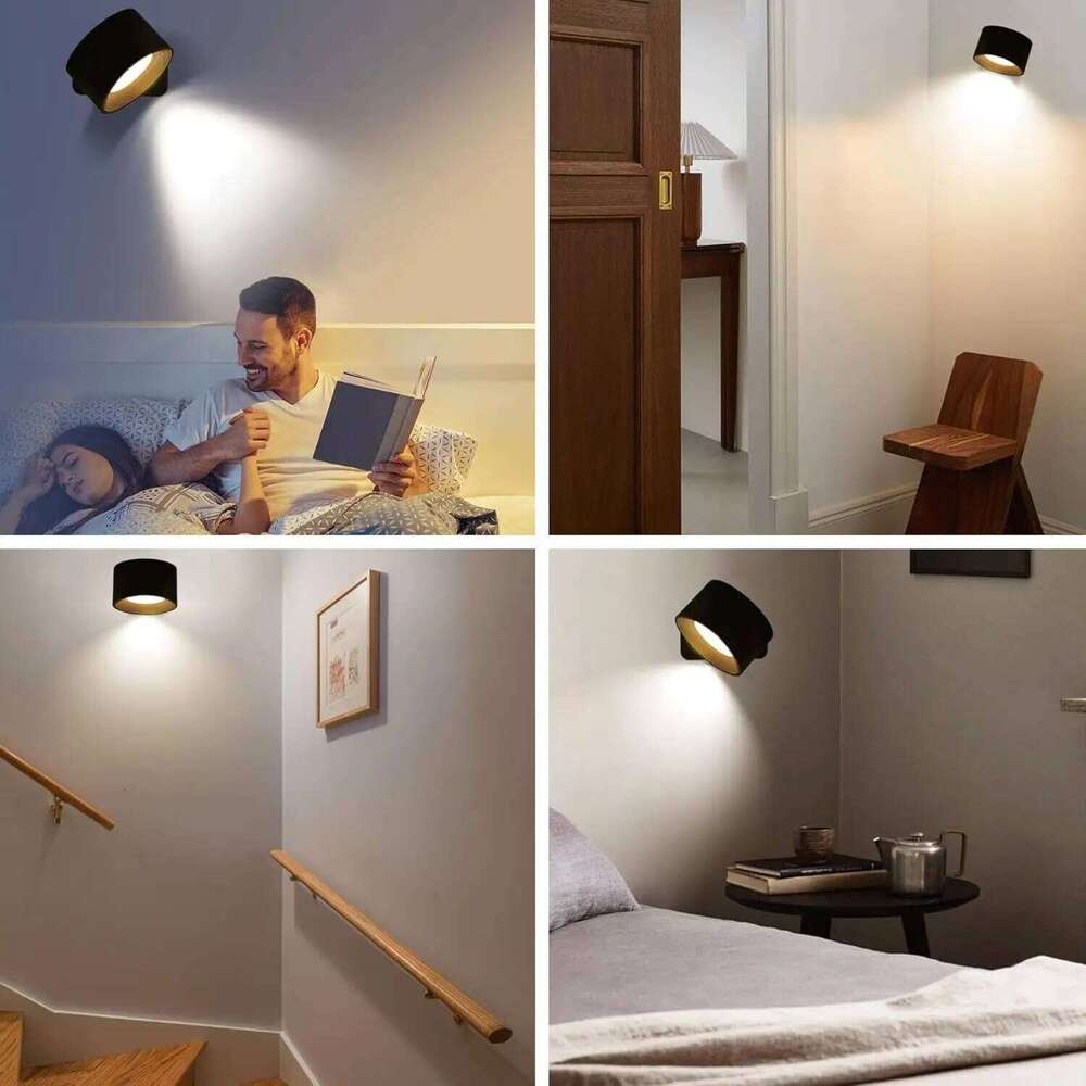 LED Lights with Remote, Rechargeable Wall Mounted Reading Sconces Lamp 2000mAh, 3 Colors & Dimmable Magnetic 360 Rot Z260227